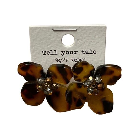 Tell Your Tail Jewelry - Tell Your Tail lucite flower animal print earrings - NWT